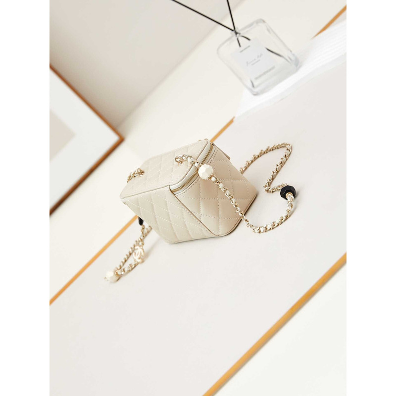 Ch*el vanity bag with chain beige