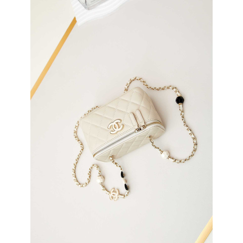 Ch*el vanity bag with chain beige