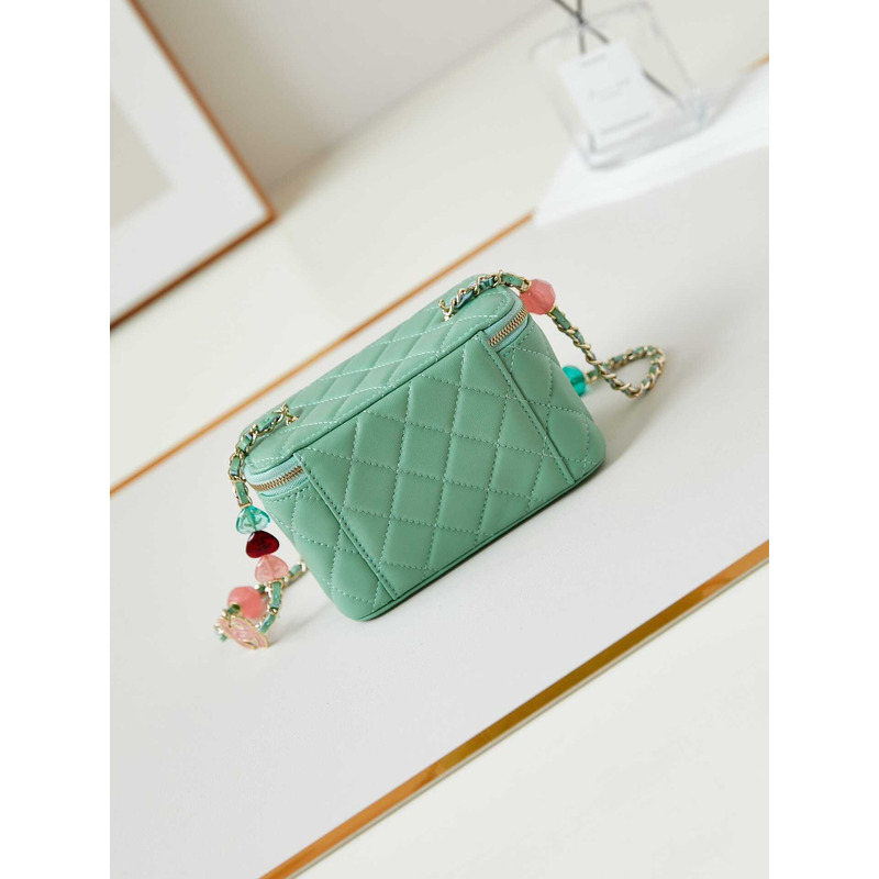 Ch*el vanity bag with chain green