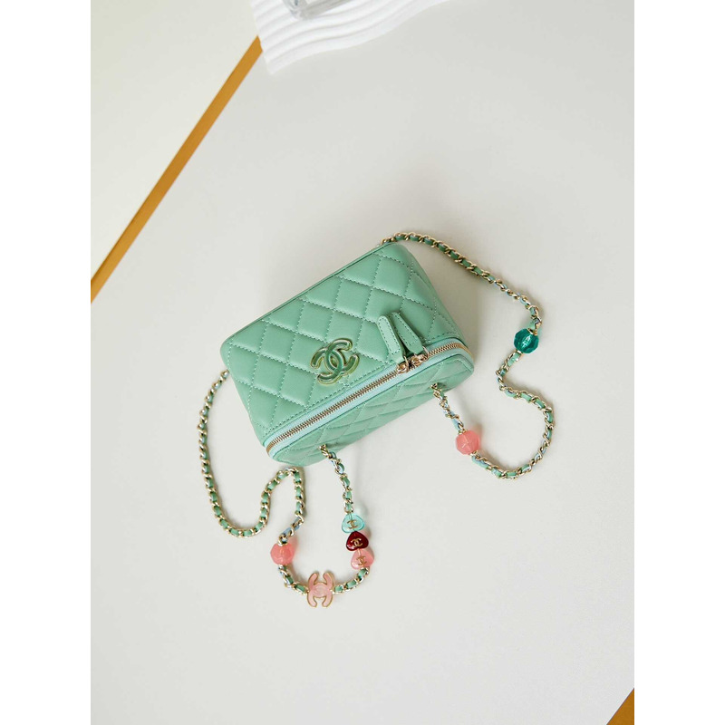 Ch*el vanity bag with chain green