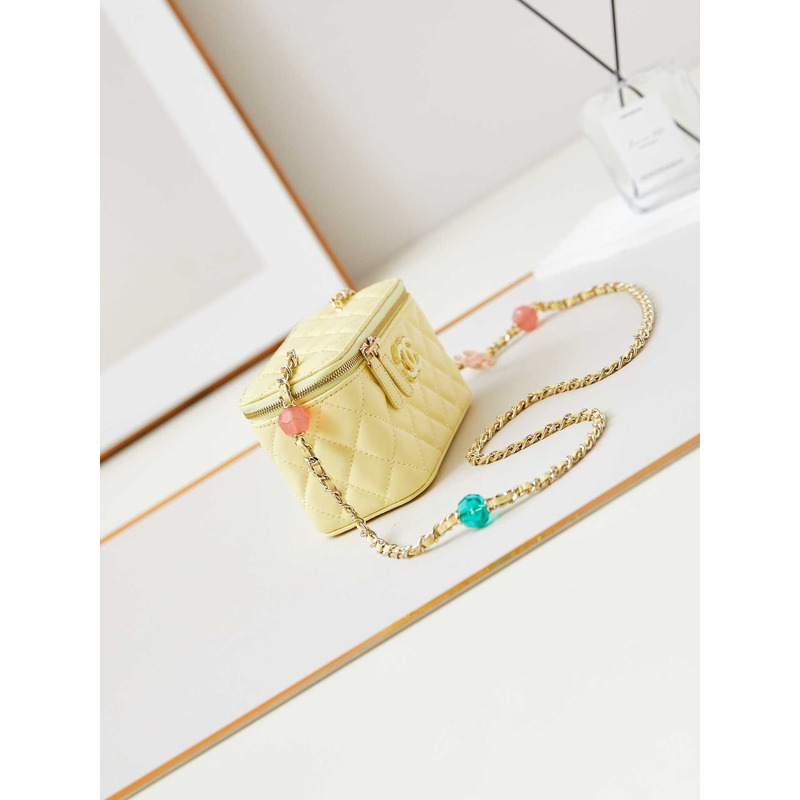 Ch*el vanity bag with chain yellow