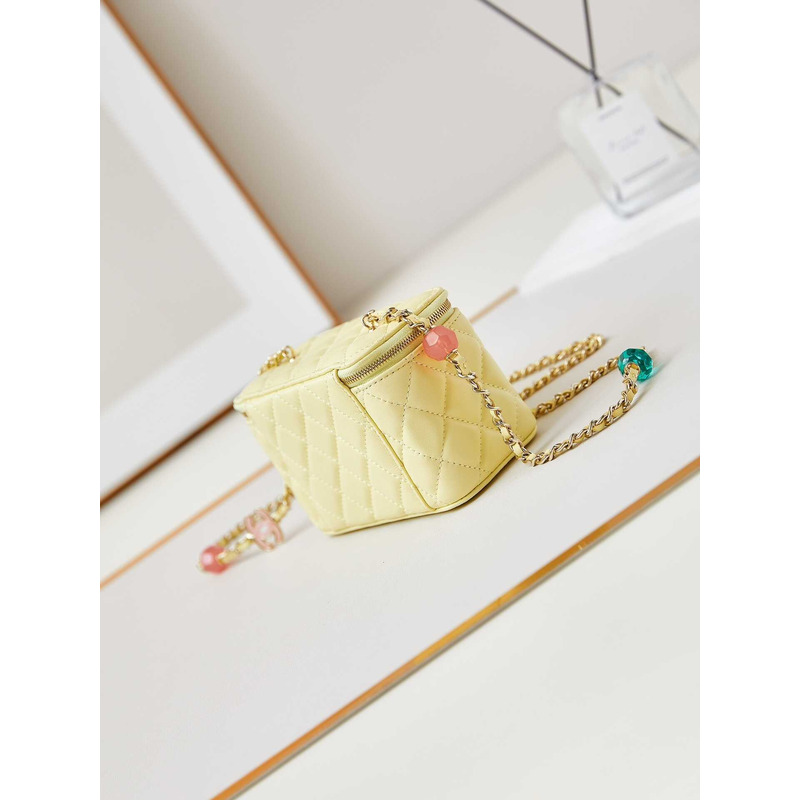 Ch*el vanity bag with chain yellow