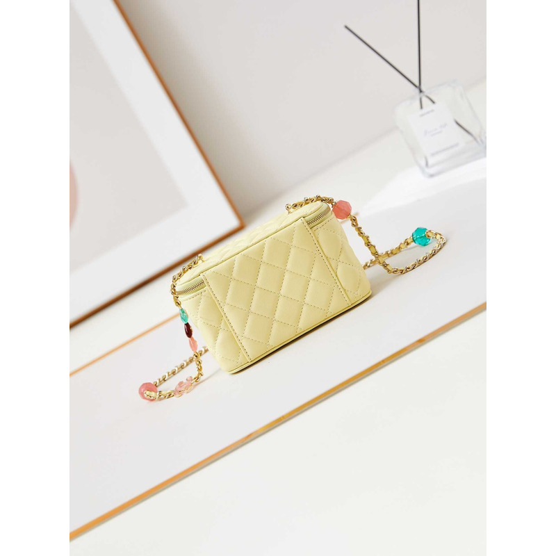 Ch*el vanity bag with chain yellow