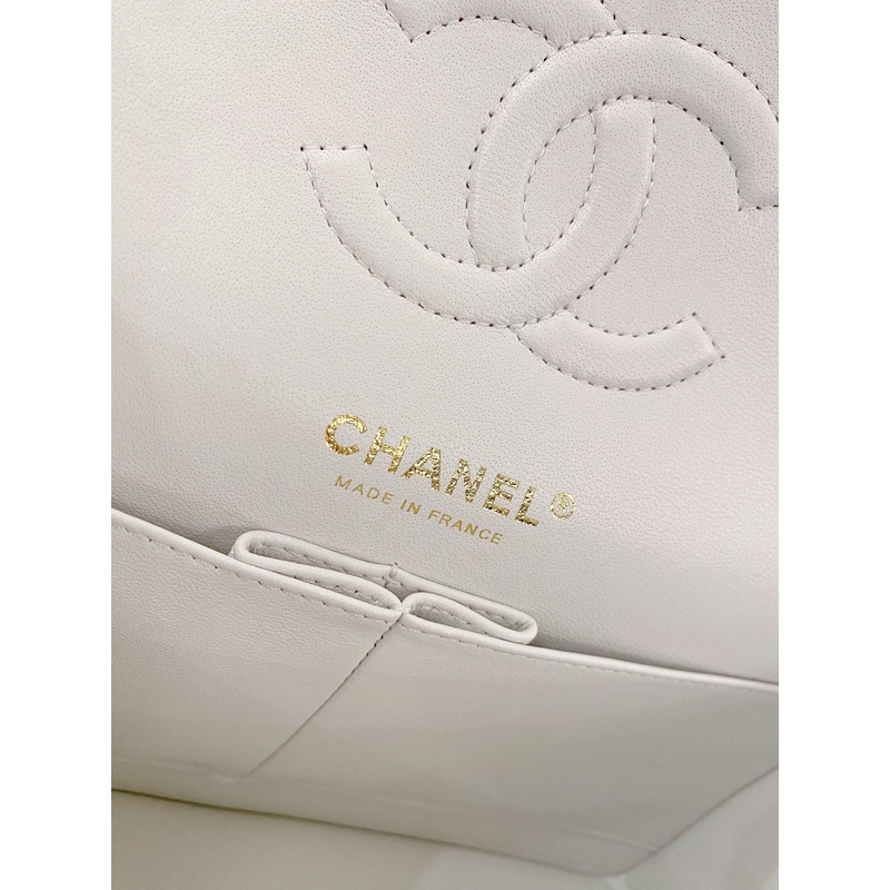 Ch*el large classic caviar handbag white