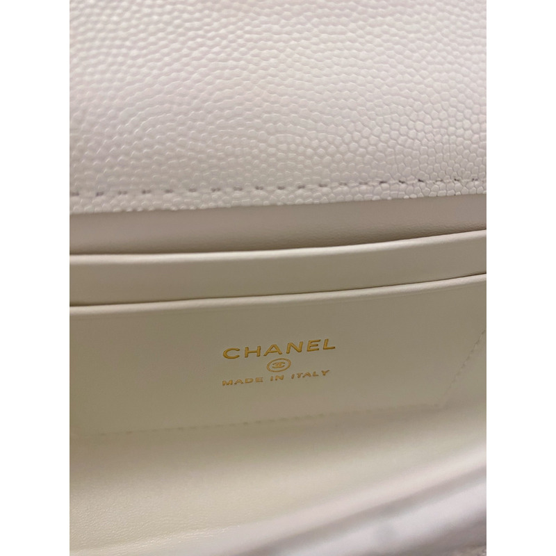 Ch*el 23p top handle flap bag caviar white