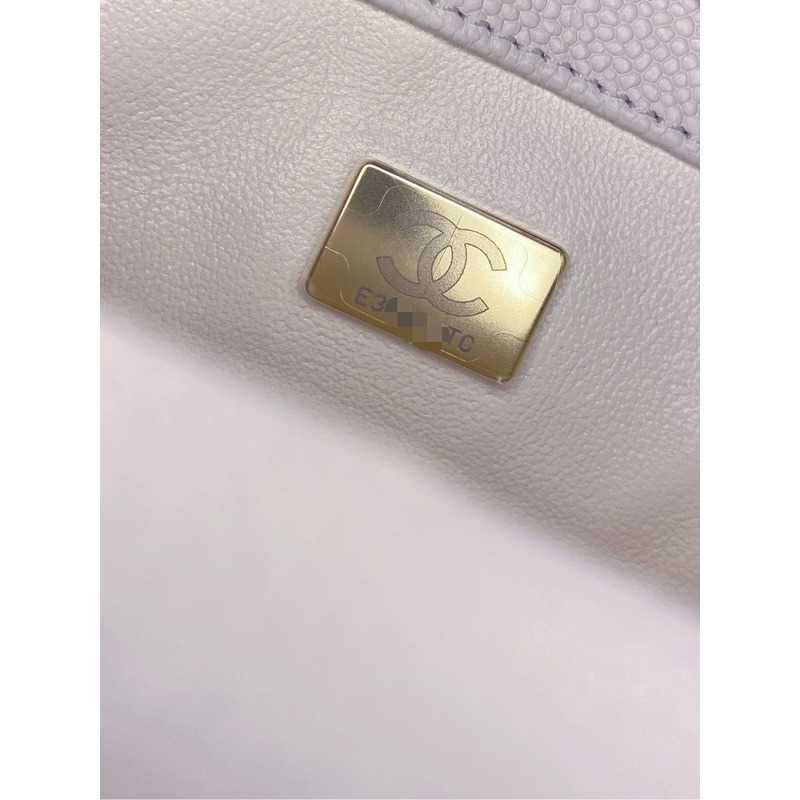 Ch*el flap bag cavair gold-toned hardware white