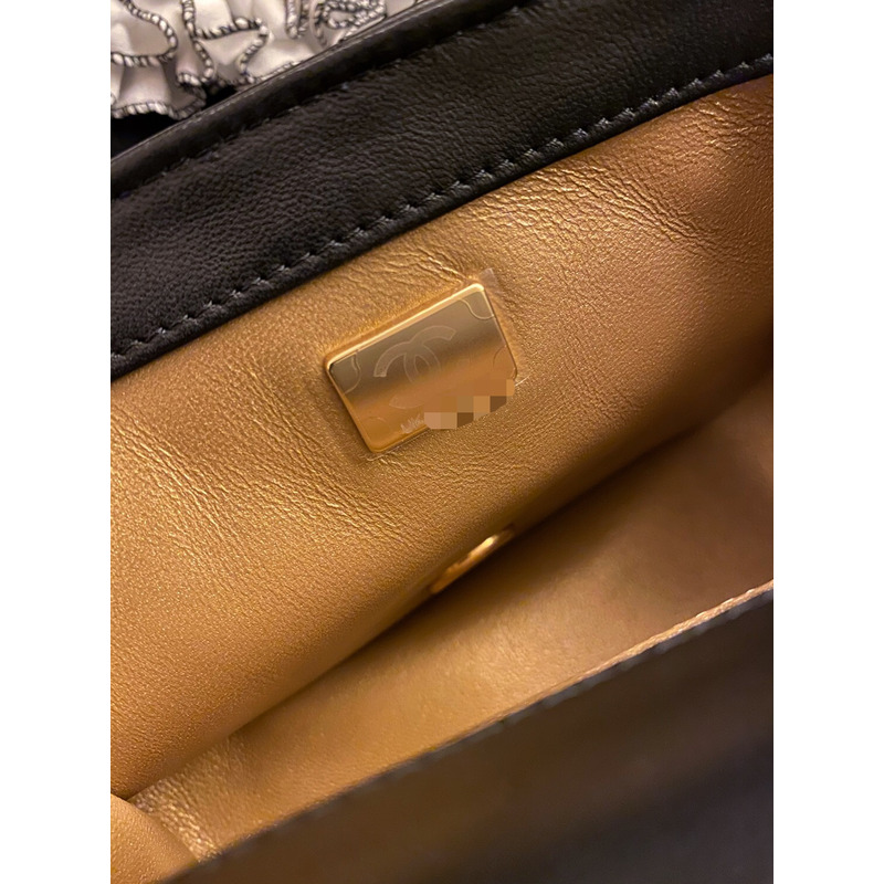 Ch*el mini flap bag lambskin gold-tone black