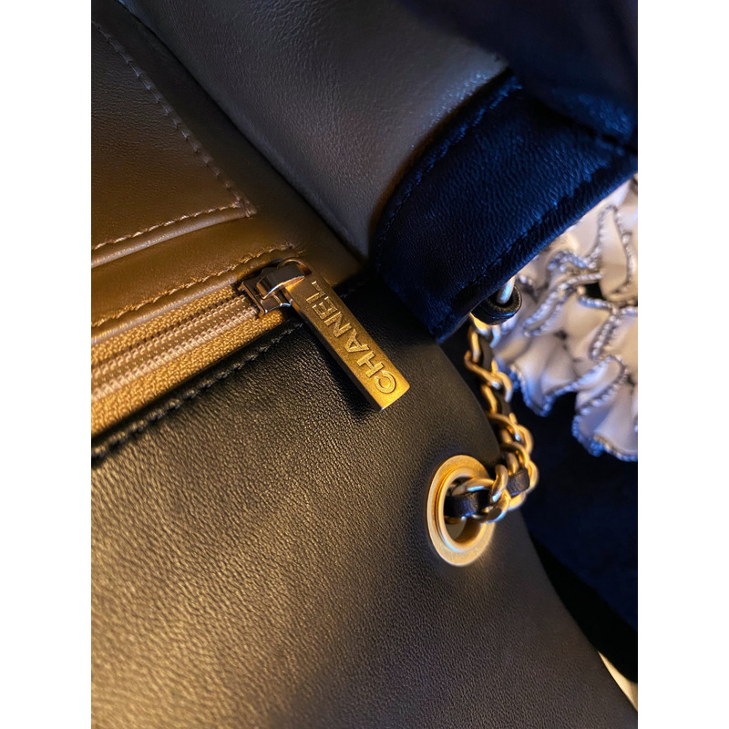 Ch*el classic flap bag lambskin & gold-tone hardware black