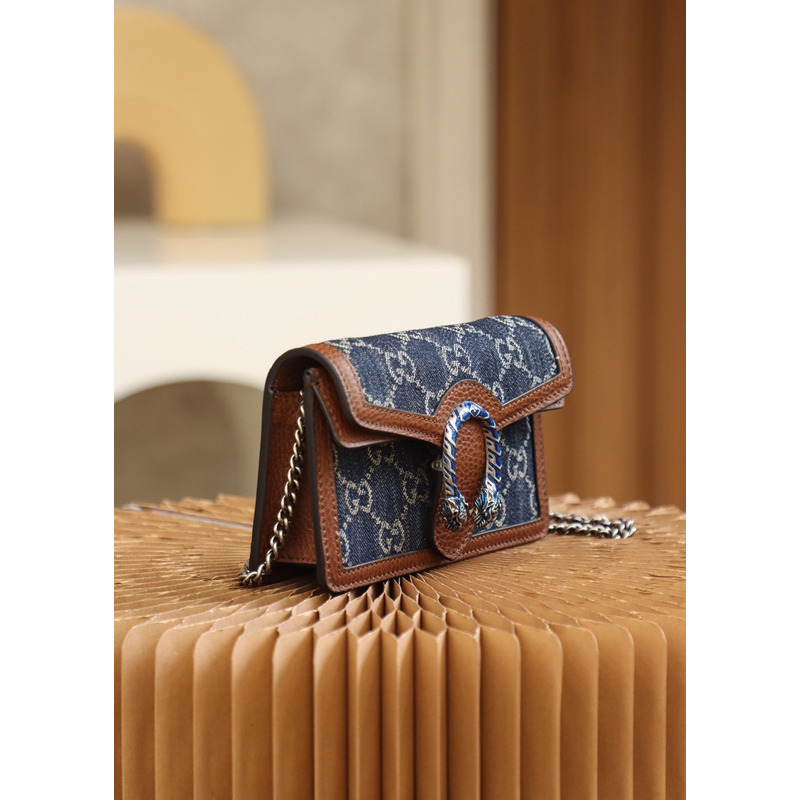 G*u*i dionysus shoulder bag super mini gg jacquard blue&brown