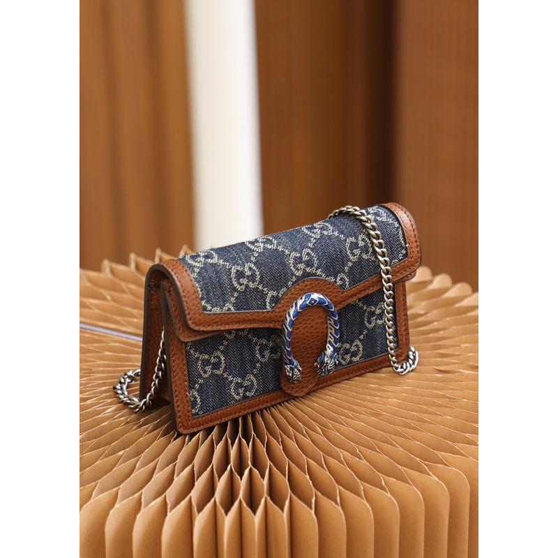 G*u*i dionysus shoulder bag super mini gg jacquard blue&brown