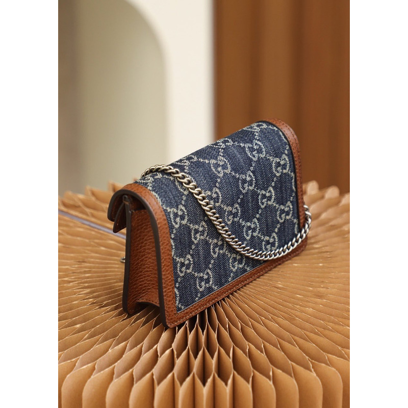 G*u*i dionysus shoulder bag super mini gg jacquard blue&brown