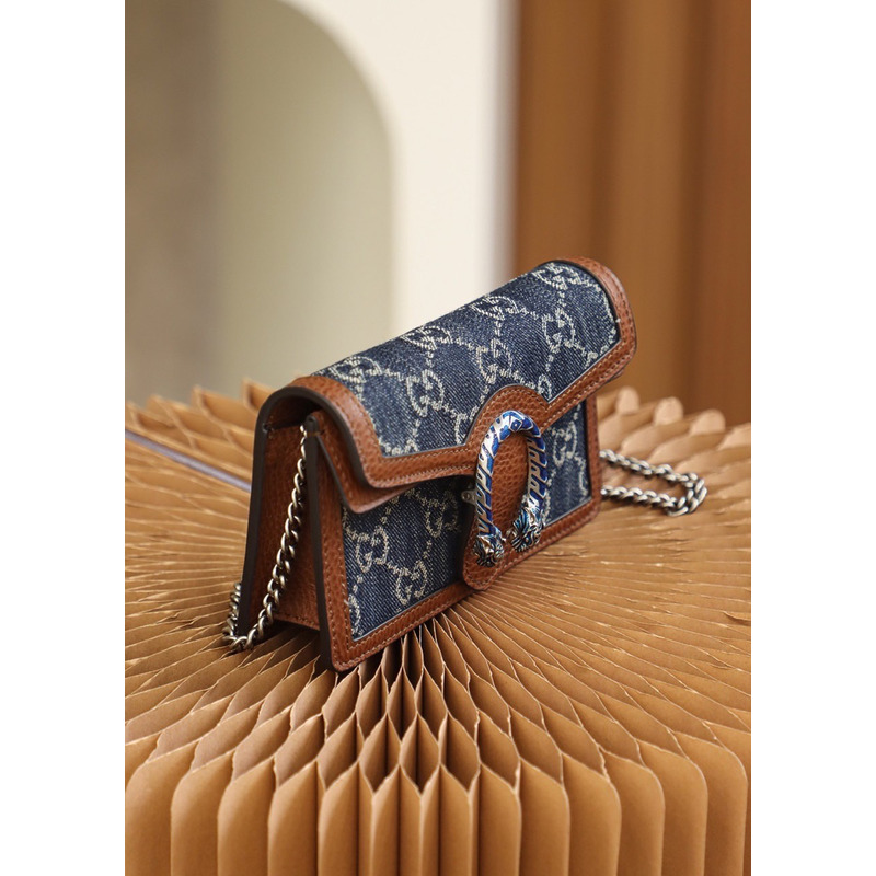 G*u*i dionysus shoulder bag super mini gg jacquard blue&brown