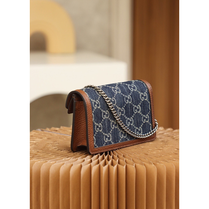 G*u*i dionysus shoulder bag super mini gg jacquard blue&brown