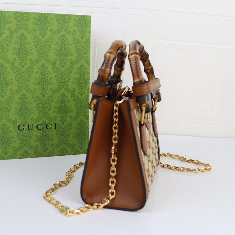 G*u*i mini tote bag camel and ebony gg canvas with crystals bag