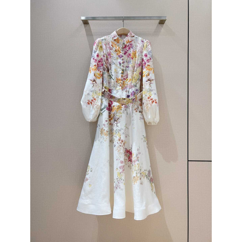 Zimmermann Long Dress With Flowers White