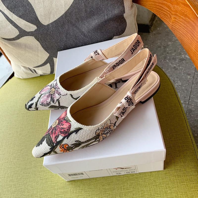 D*or j\''aD*or slingback flat embroidered cotton beige multicolor