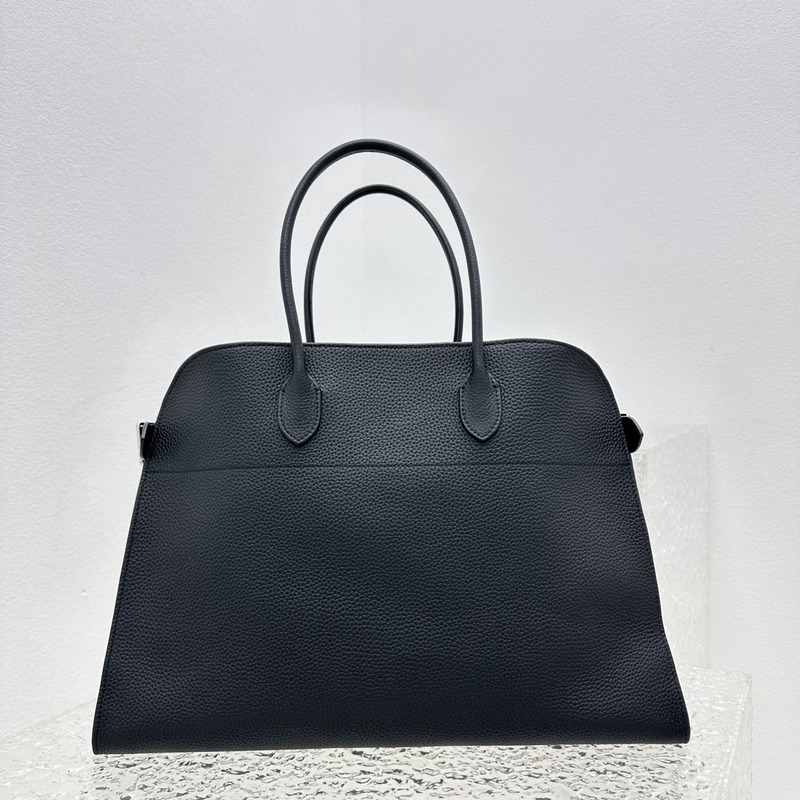 The Row Soft Margaux 17 Leather Bag Matte-grained Calfskin Leather Black