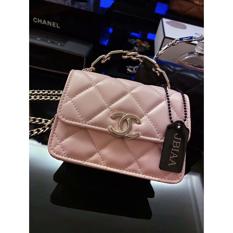 Ch*el coco top handle mini crossbody bag lambskin pink