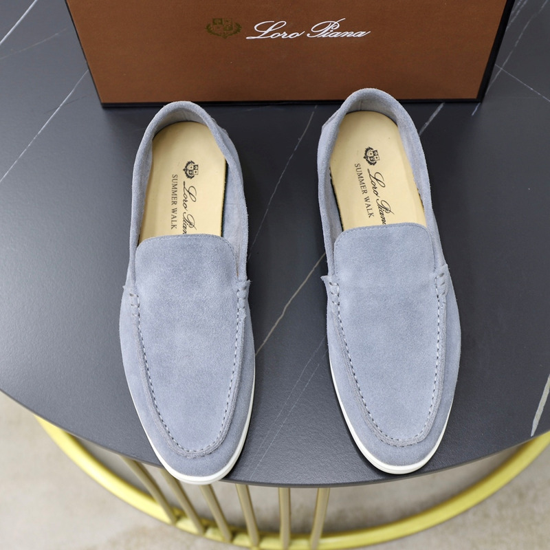 Loro Piana Suede Loafers Grey Blue