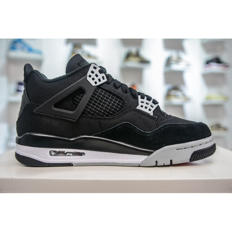 Air Jordan 4  Retro Sr (GS) Black/ LT Steel Grey-white Noir