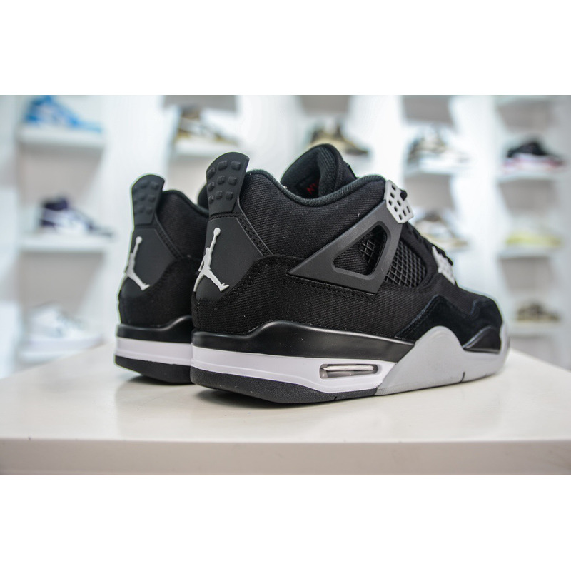 Air Jordan 4  Retro Sr (GS) Black/ LT Steel Grey-white Noir