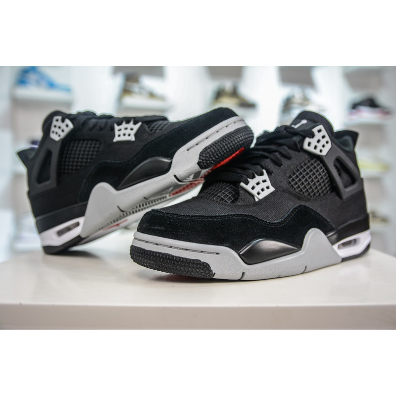 Air Jordan 4  Retro Sr (GS) Black/ LT Steel Grey-white Noir