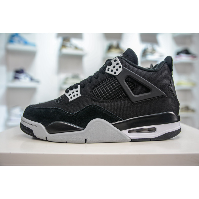 Air Jordan 4  Retro Sr (GS) Black/ LT Steel Grey-white Noir