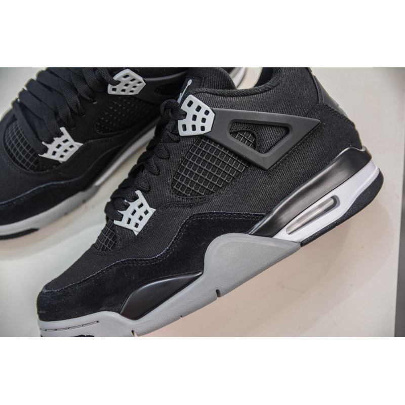 Air Jordan 4  Retro Sr (GS) Black/ LT Steel Grey-white Noir