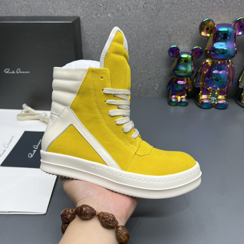 Rick Owens Geobasket High Top Sneakers Yellow