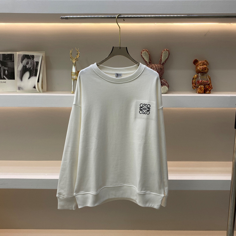 Loewe Logo and Anagram-Embroidered Sweatshirt White