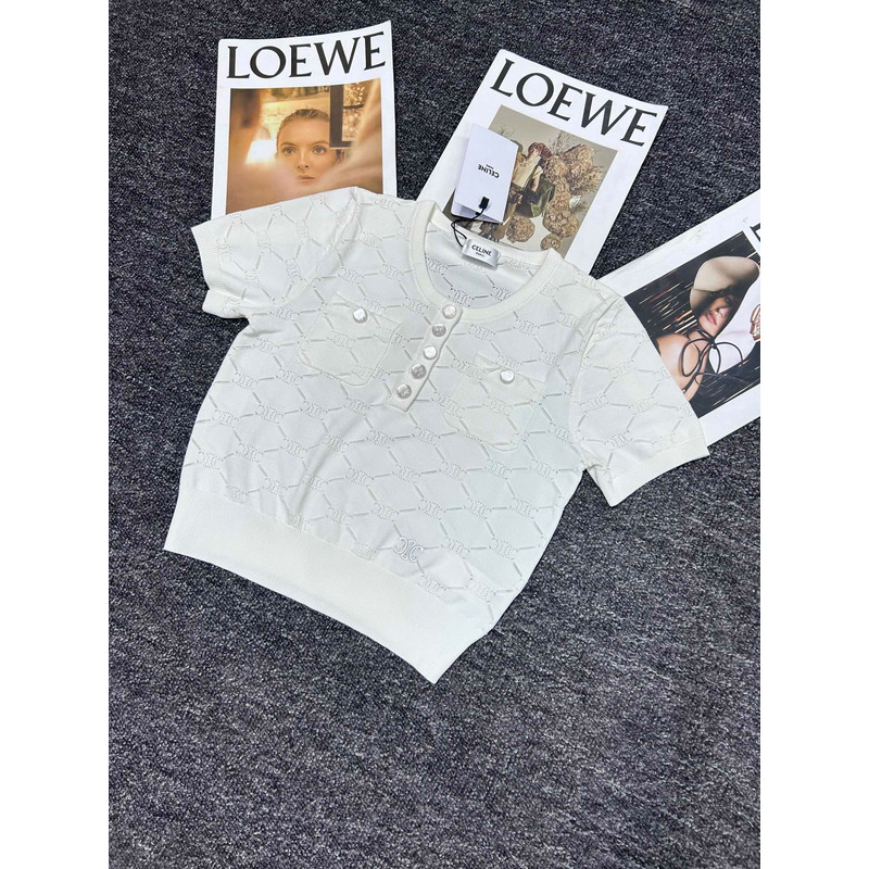 Loewe  Hollow Knit With Embroidered Logo Iconic Button White