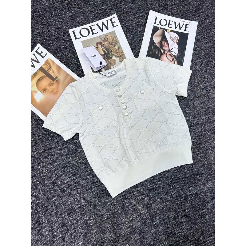 Loewe  Hollow Knit With Embroidered Logo Iconic Button White