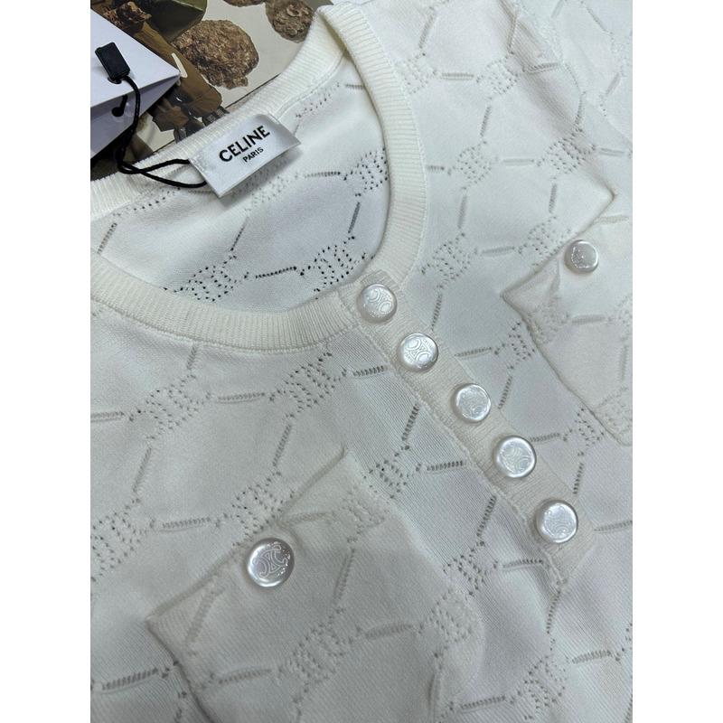 Loewe  Hollow Knit With Embroidered Logo Iconic Button White