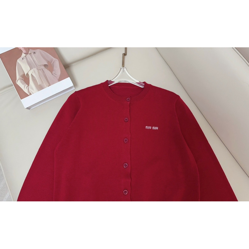 Miu Miu Cashmere Knit Cardigan Red