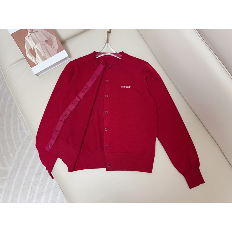 Miu Miu Cashmere Knit Cardigan Red