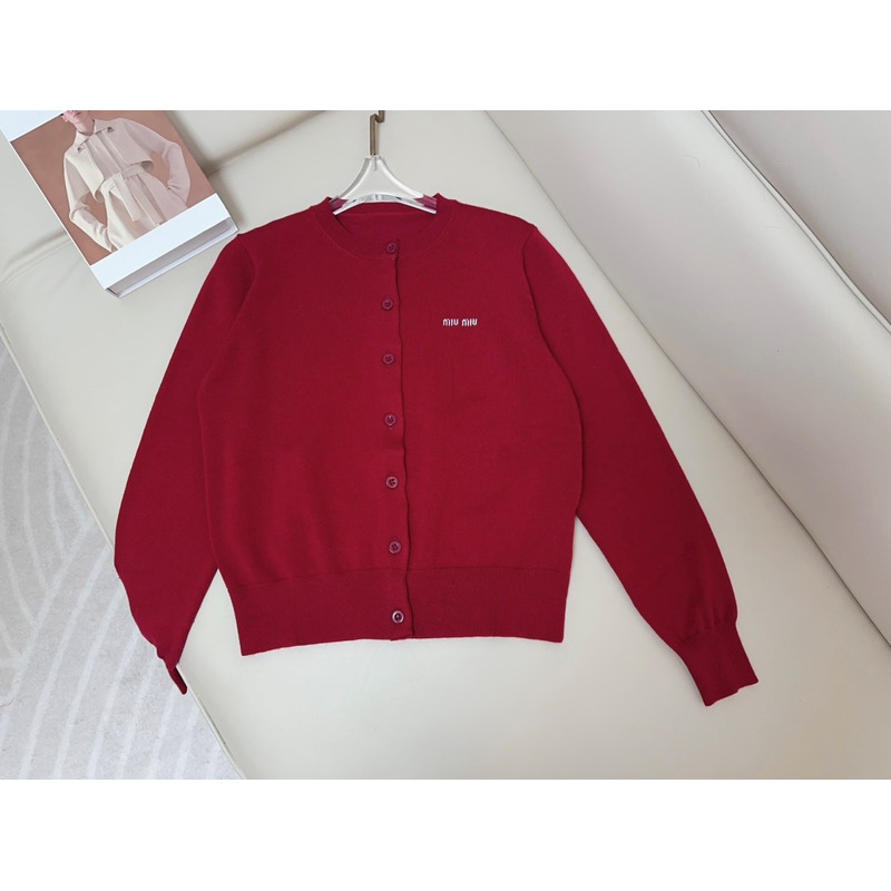 Miu Miu Cashmere Knit Cardigan Red