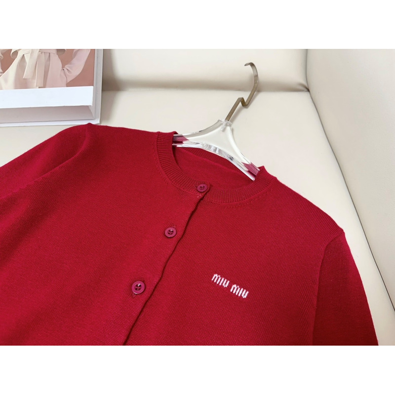 Miu Miu Cashmere Knit Cardigan Red