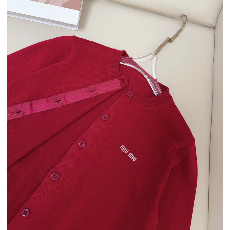 Miu Miu Cashmere Knit Cardigan Red