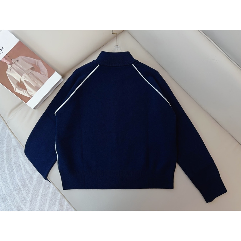 Miu Miu Logo Embroidered Zip-up Track Cardigan Blue