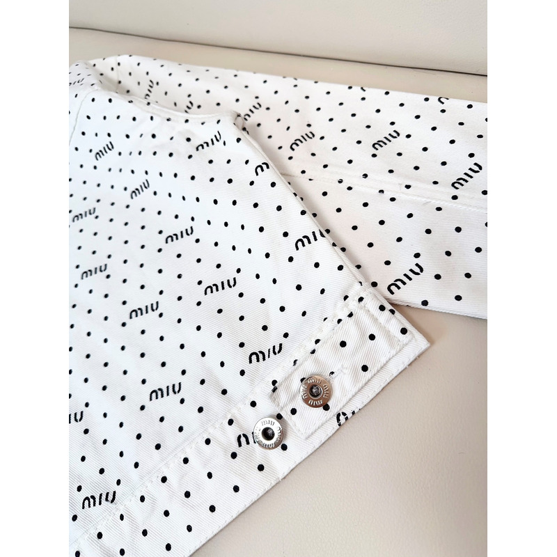 Miu Miu Logo Polka Dot Shirt White