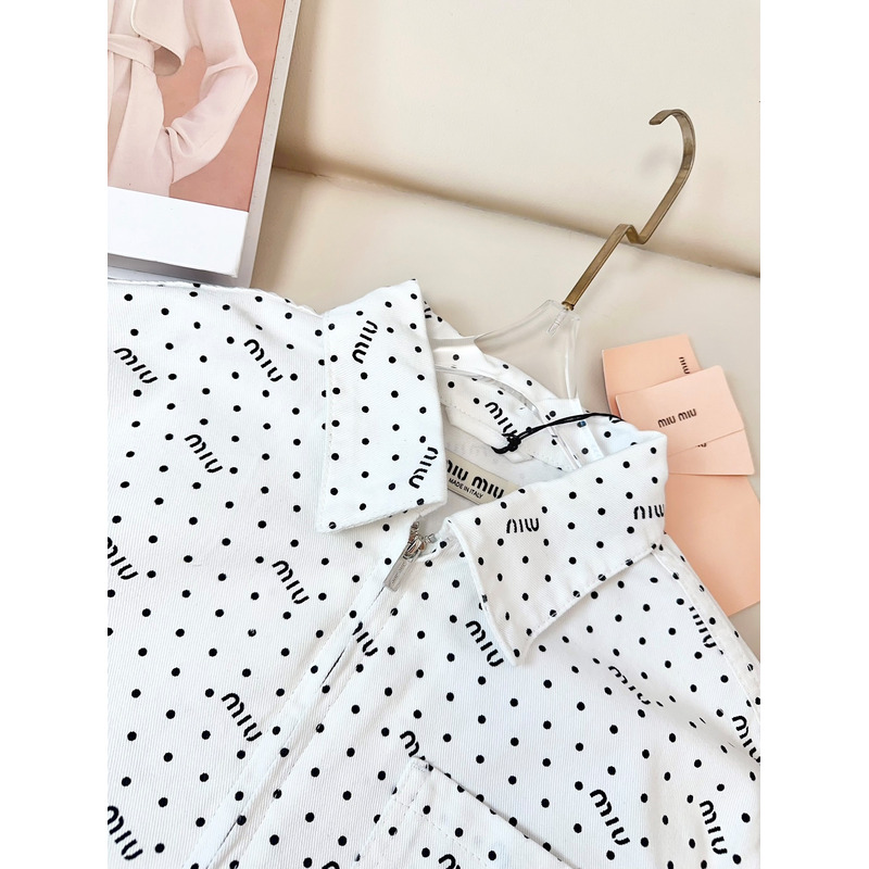 Miu Miu Logo Polka Dot Shirt White