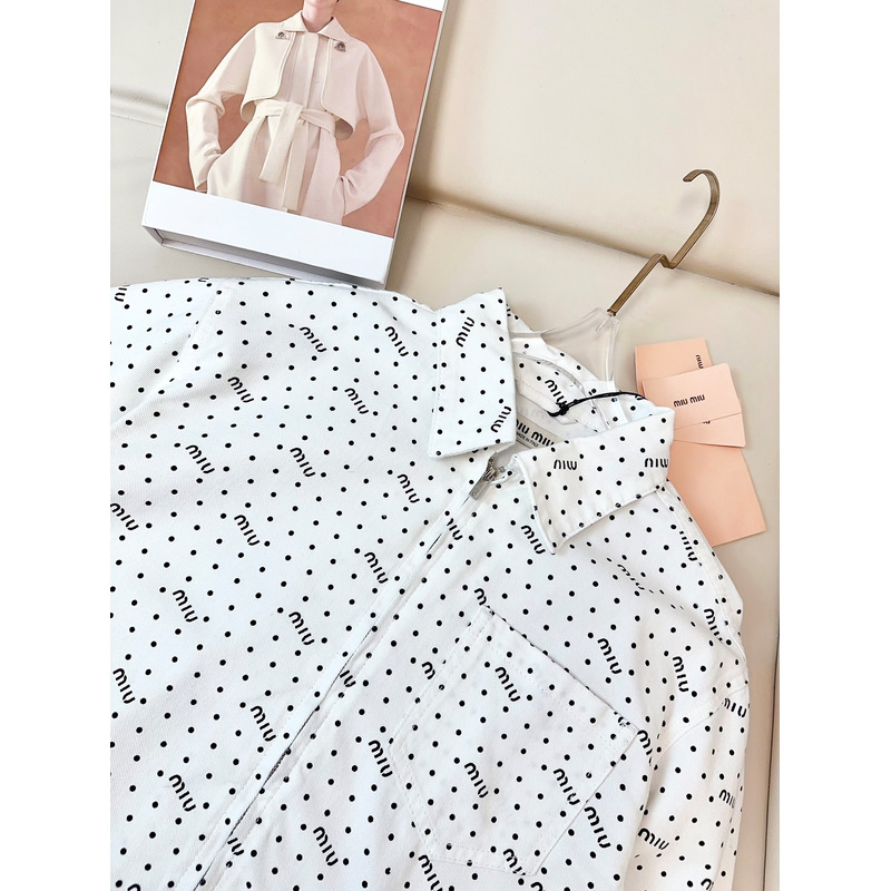 Miu Miu Logo Polka Dot Shirt White