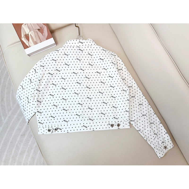 Miu Miu Logo Polka Dot Shirt White