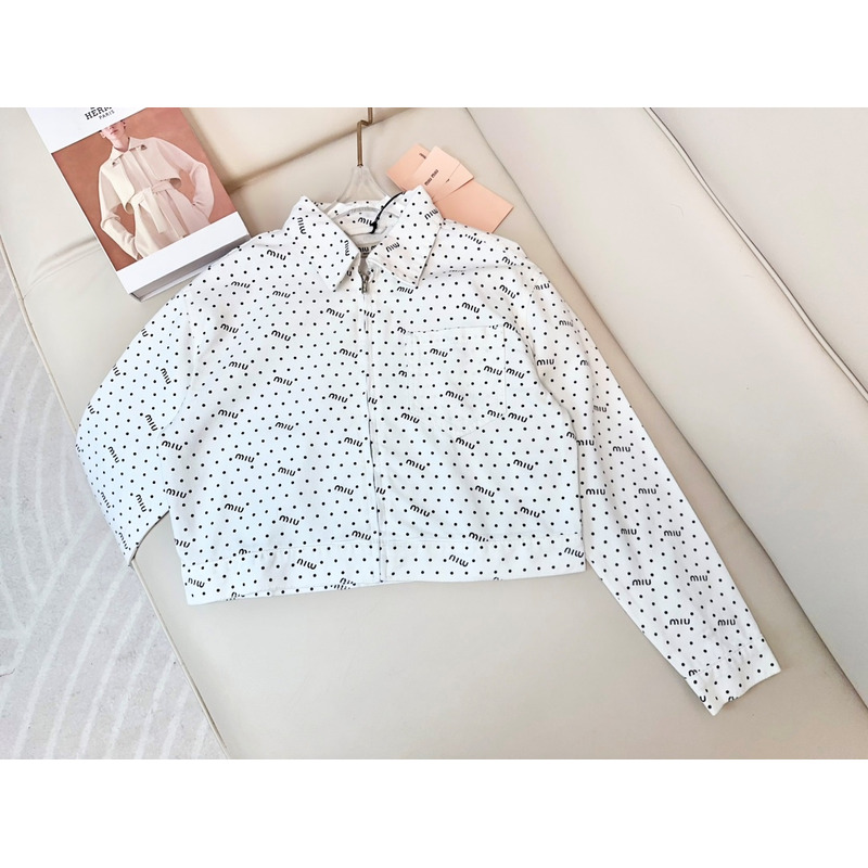 Miu Miu Logo Polka Dot Shirt White