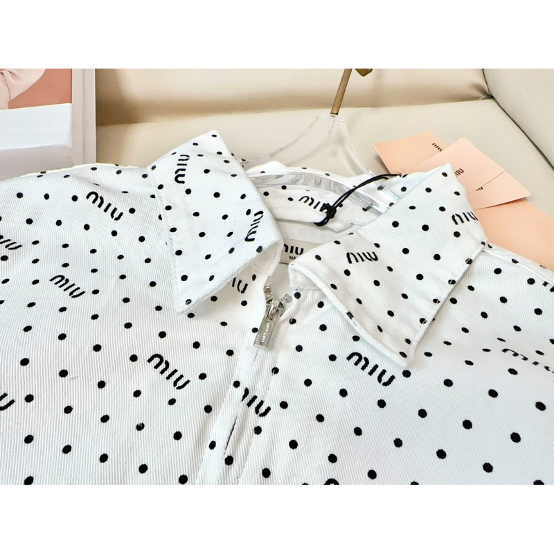 Miu Miu Logo Polka Dot Shirt White