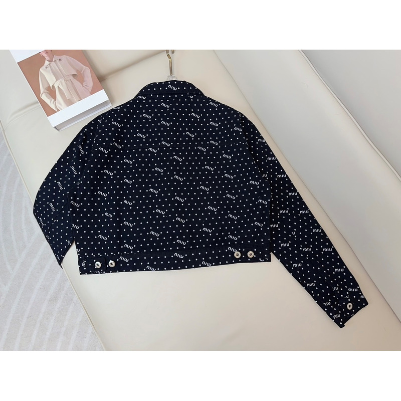 Miu Miu Logo Polka Dot Shirt Black