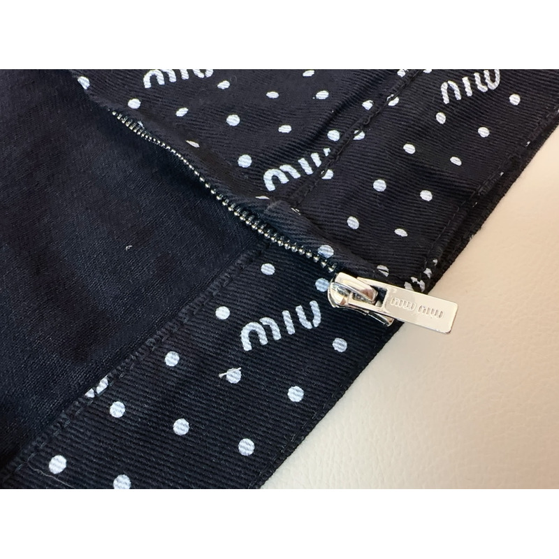 Miu Miu Logo Polka Dot Shirt Black