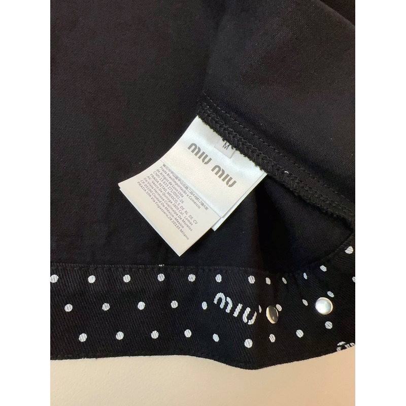 Miu Miu Logo Polka Dot Shirt Black