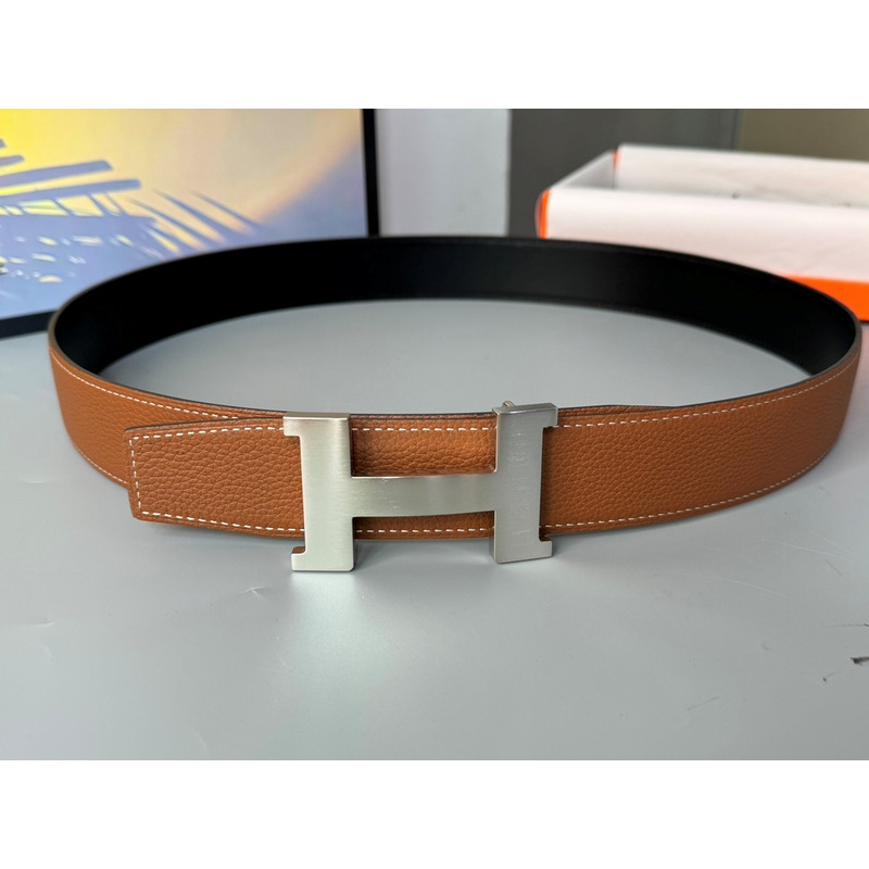 H**mes  belt buckle reversible leather belt