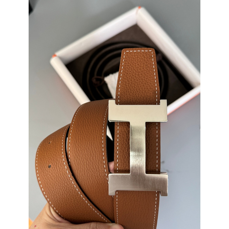 H**mes  belt buckle reversible leather belt